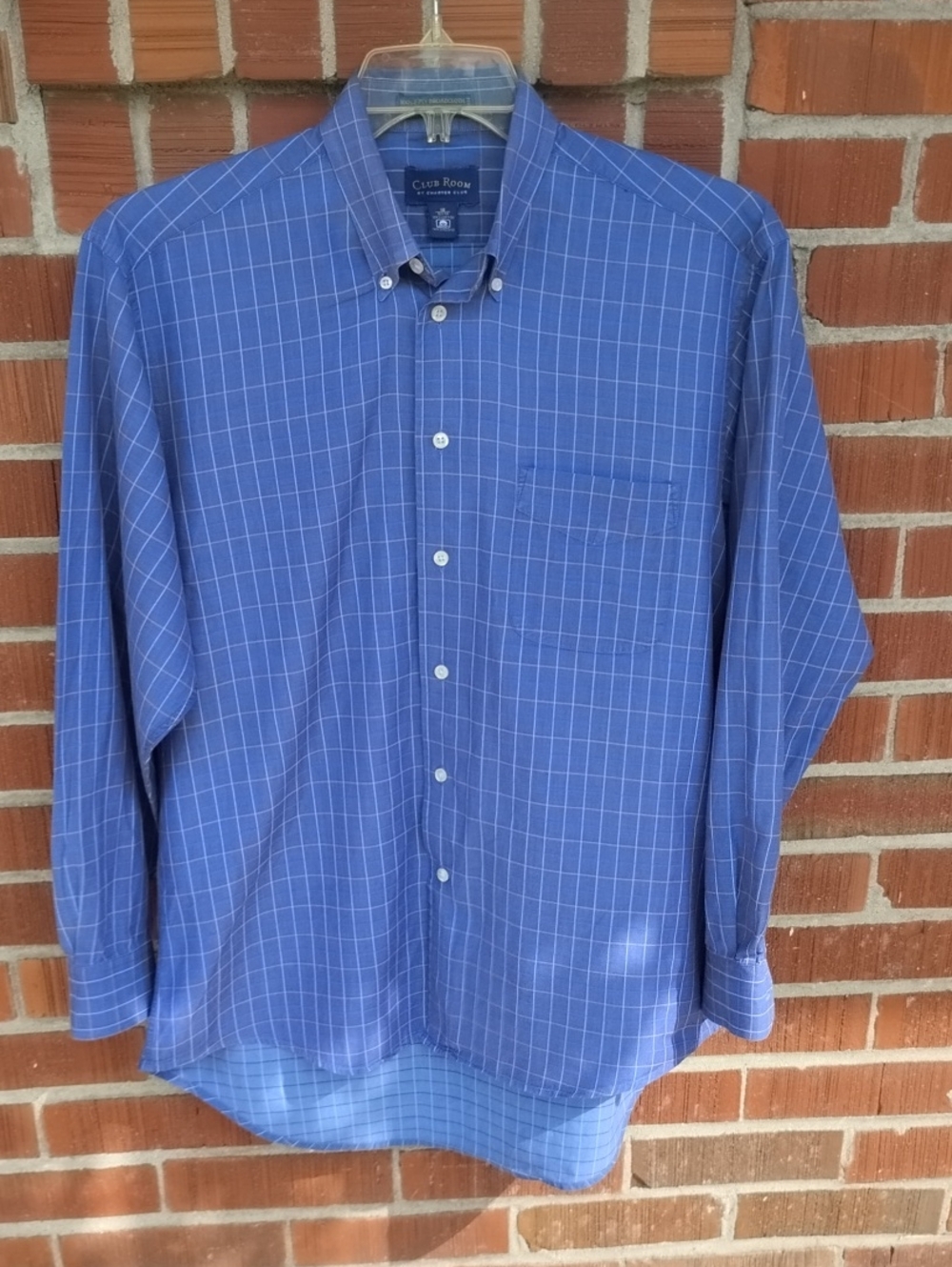 Club Room Blue Windowpane Button-Down Shirt